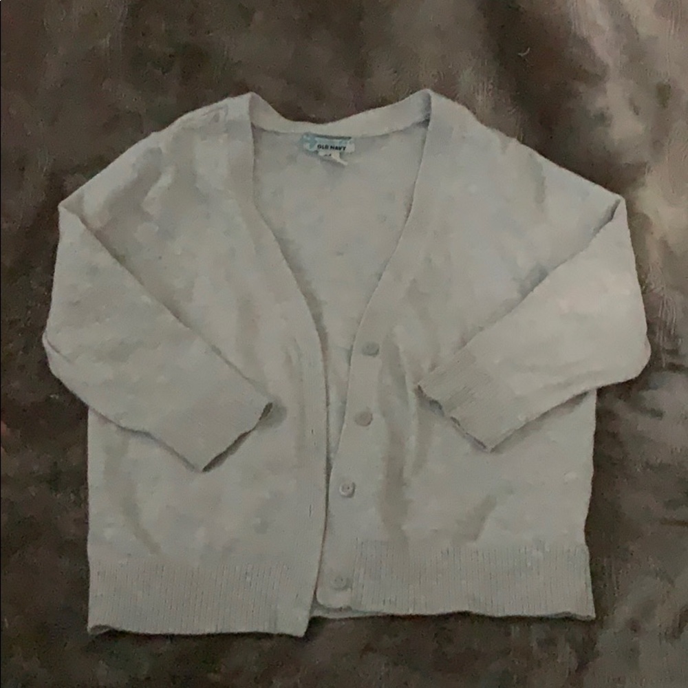 Little Girl Cardigan-Sz M - light grey 3/4 sleeve